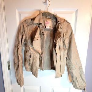 Pink Envelope Tan Leather Jacket